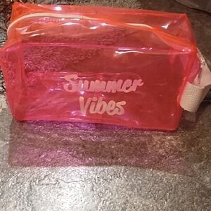 Vibrant Pink Transparent Cosmetic Bag